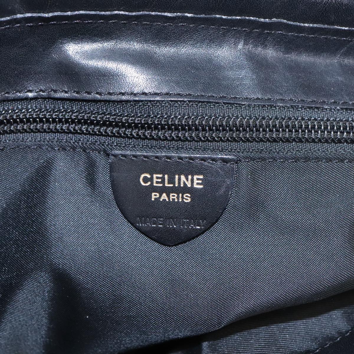 CELINE Tote Bag Nylon Black Gold Auth 100315