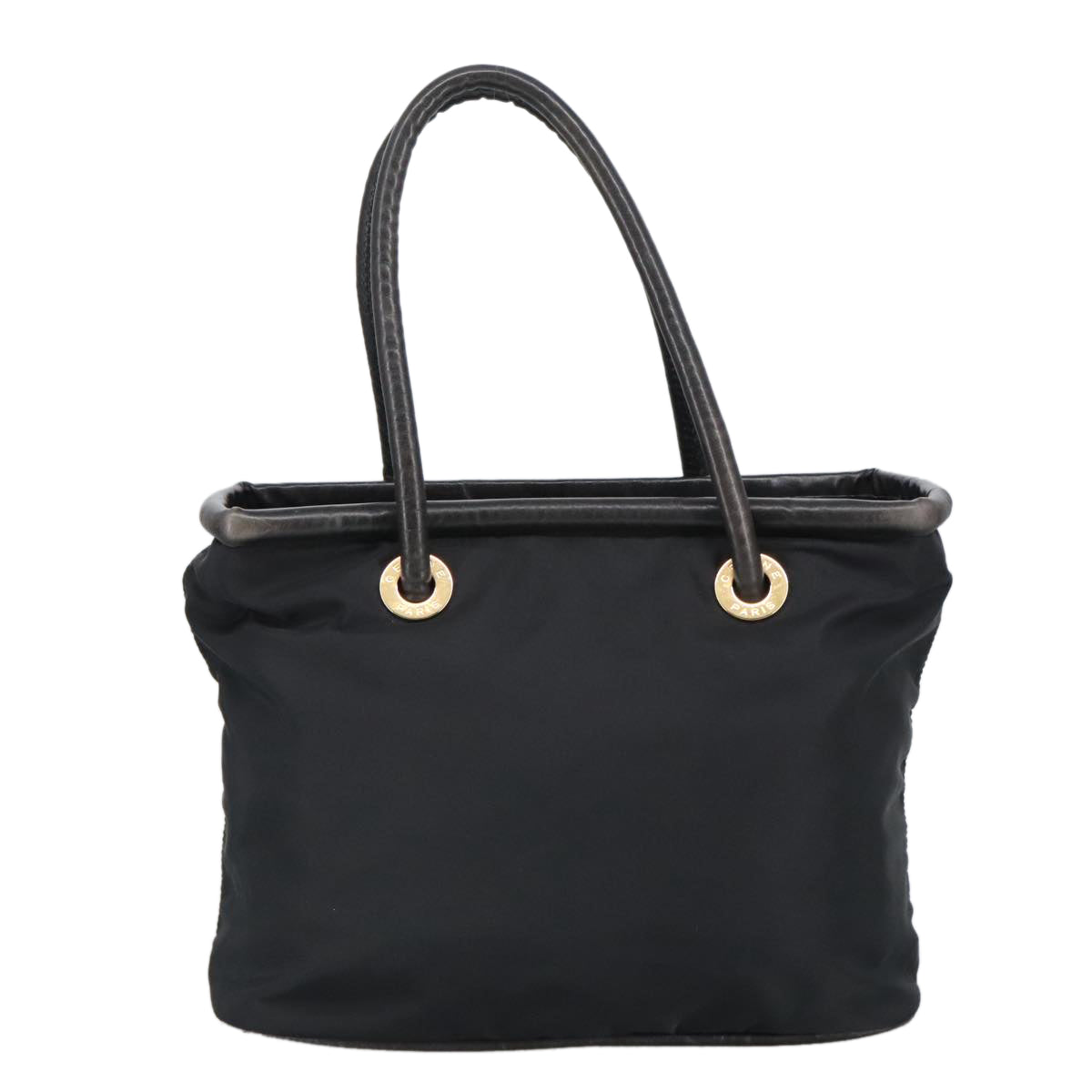 CELINE Tote Bag Nylon Black Gold Auth 100315