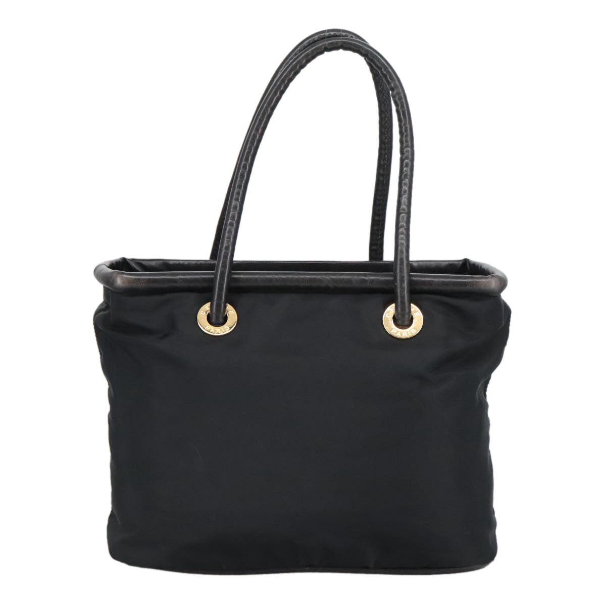 CELINE Tote Bag Nylon Black Gold Auth 100315 - 0