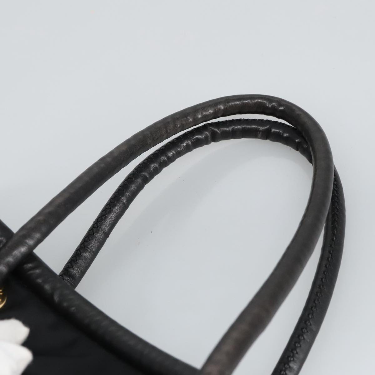 CELINE Tote Bag Nylon Black Gold Auth 100315