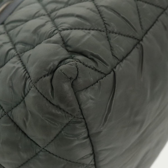 CHANEL Cococoon Shoulder Bag Nylon Gray Silver CC Auth 100324