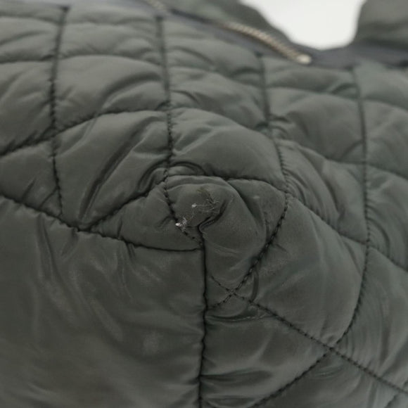 CHANEL Cococoon Shoulder Bag Nylon Gray Silver CC Auth 100324