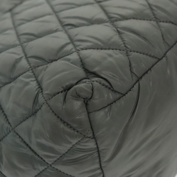 CHANEL Cococoon Shoulder Bag Nylon Gray Silver CC Auth 100324