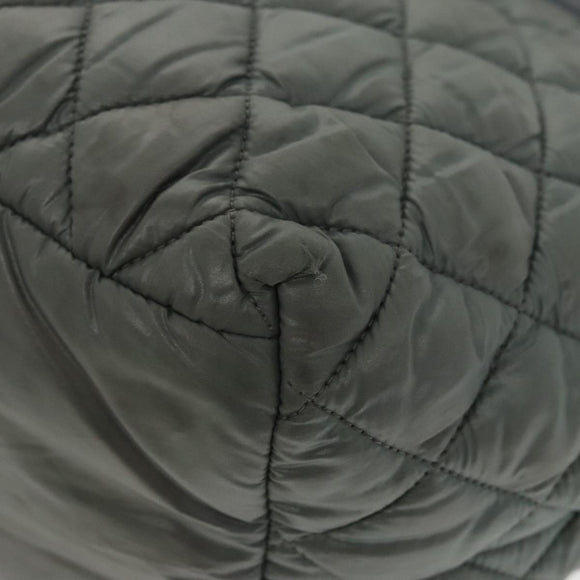 CHANEL Cococoon Shoulder Bag Nylon Gray Silver CC Auth 100324