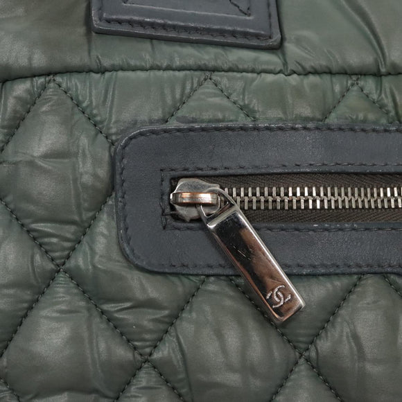 CHANEL Cococoon Shoulder Bag Nylon Gray Silver CC Auth 100324