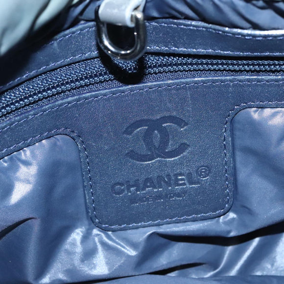 CHANEL Cococoon Shoulder Bag Nylon Gray Silver CC Auth 100324
