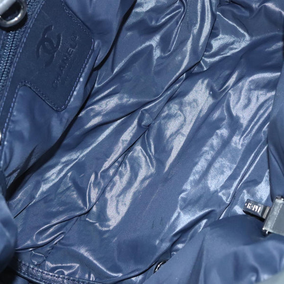 CHANEL Cococoon Shoulder Bag Nylon Gray Silver CC Auth 100324