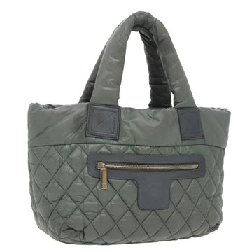CHANEL Cococoon Shoulder Bag Nylon Gray Silver CC Auth 100324