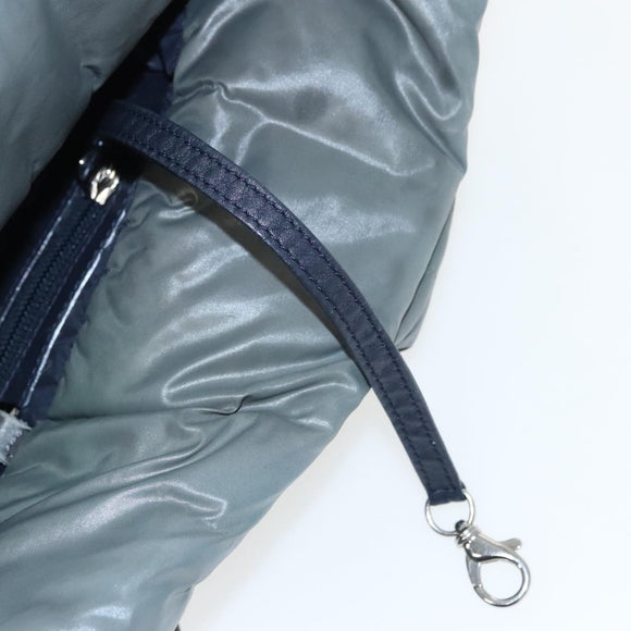 CHANEL Cococoon Shoulder Bag Nylon Gray Silver CC Auth 100324