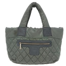 CHANEL Cococoon Shoulder Bag Nylon Gray Silver CC Auth 100324-2