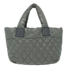 CHANEL Cococoon Shoulder Bag Nylon Gray Silver CC Auth 100324-3