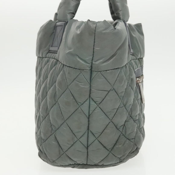CHANEL Cococoon Shoulder Bag Nylon Gray Silver CC Auth 100324