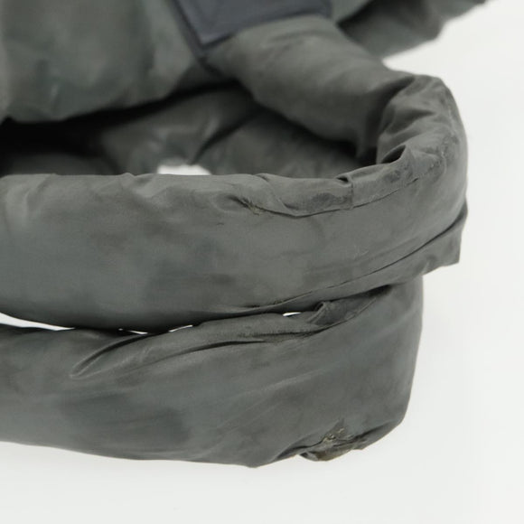 CHANEL Cococoon Shoulder Bag Nylon Gray Silver CC Auth 100324