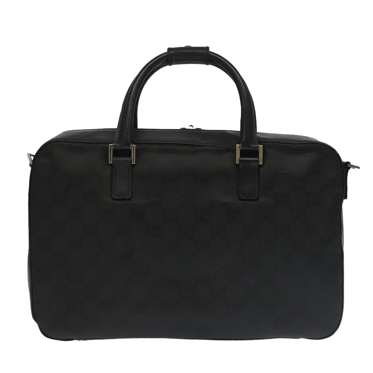 GUCCI GG Canvas Business Bag Black Silver Auth 100341 - 0