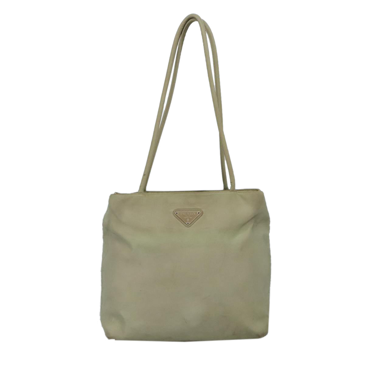 PRADA Tote Bag Nylon Khaki Silver Auth 100344 - 0