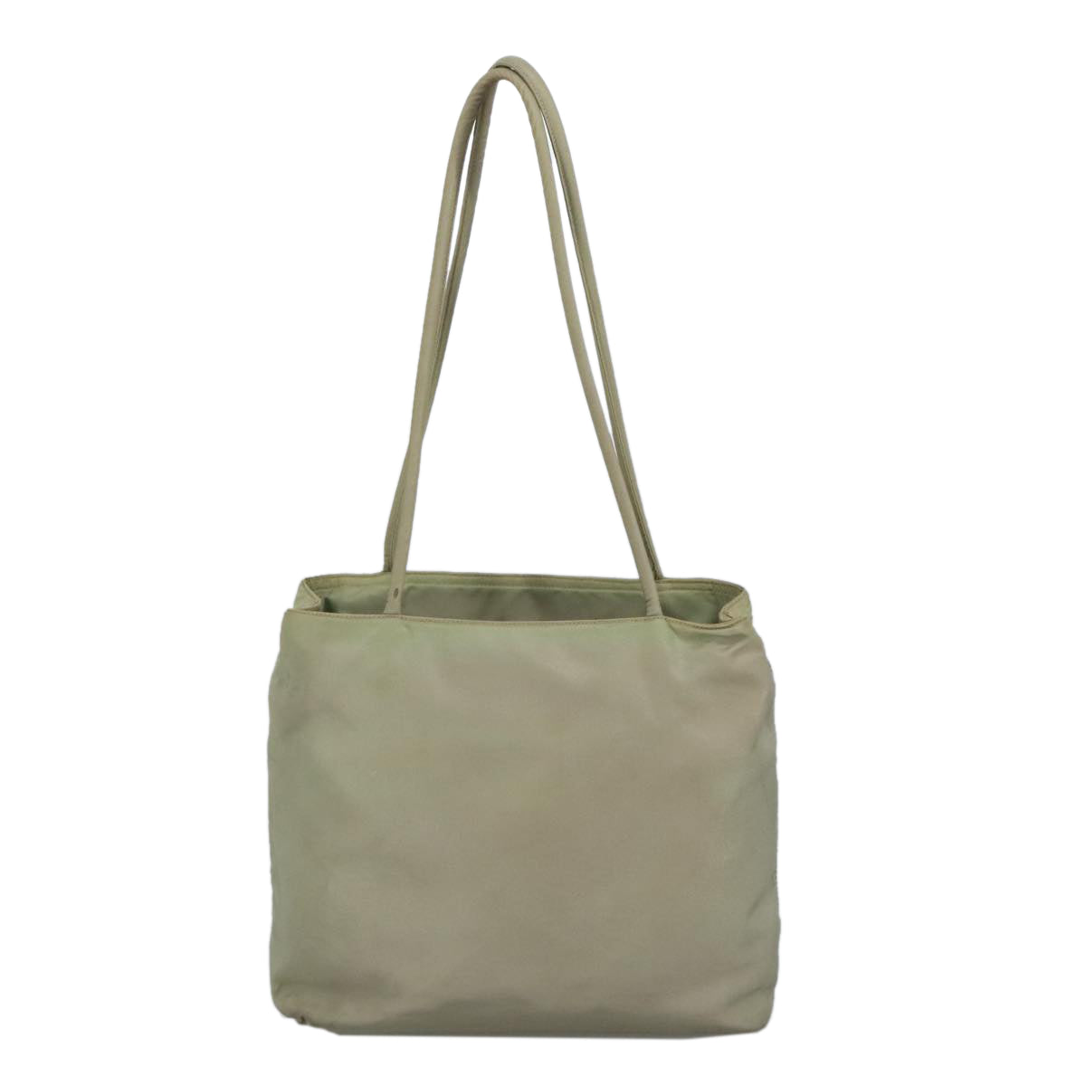 PRADA Tote Bag Nylon Khaki Silver Auth 100344