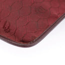 Christian Dior Honeycomb Canvas Shoulder Bag Red Gold Auth 100345-14