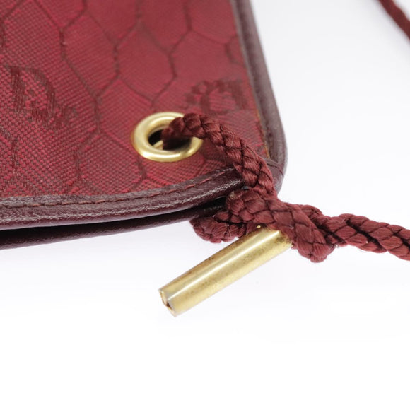 Christian Dior Honeycomb Canvas Shoulder Bag Red Gold Auth 100345