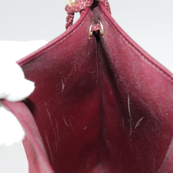 Christian Dior Honeycomb Canvas Shoulder Bag Red Gold Auth 100345