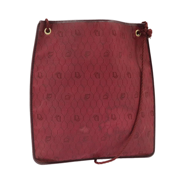 Christian Dior Honeycomb Canvas Shoulder Bag Red Gold Auth 100345
