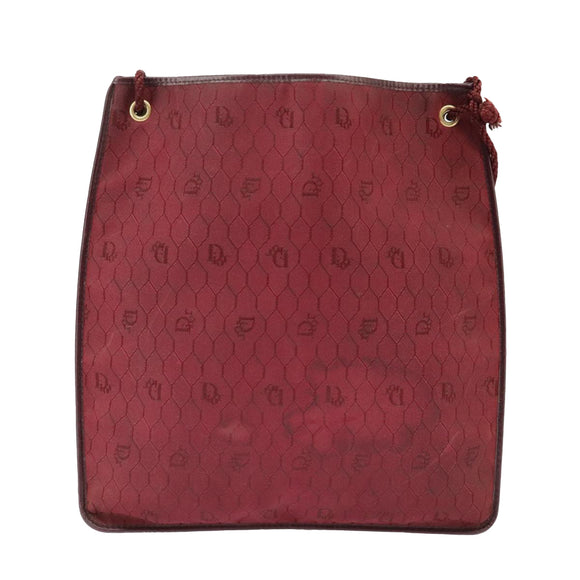 Christian Dior Honeycomb Canvas Shoulder Bag Red Gold Auth 100345