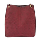 Christian Dior Honeycomb Canvas Shoulder Bag Red Gold Auth 100345-2