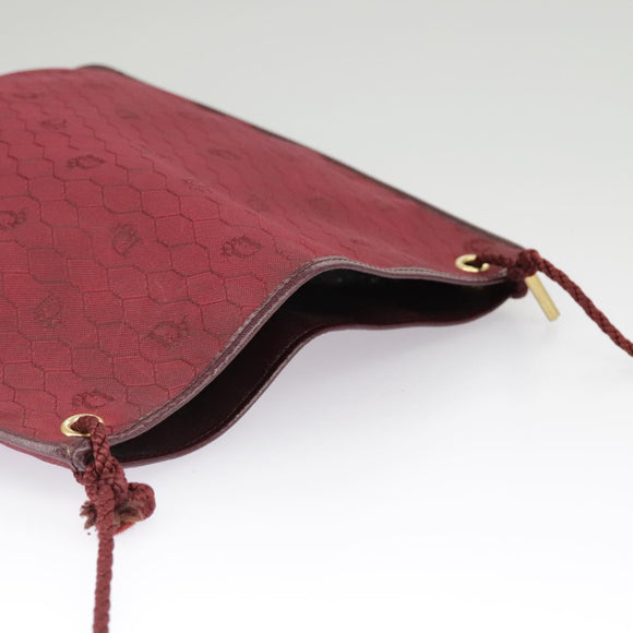 Christian Dior Honeycomb Canvas Shoulder Bag Red Gold Auth 100345