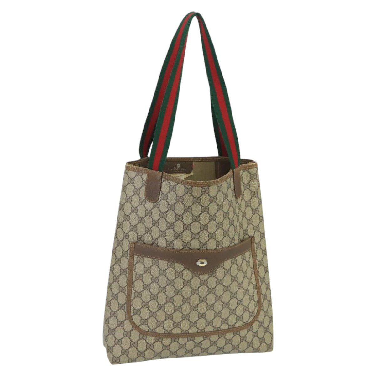 GUCCI GG Supreme Web Sherry Line Tote Bag PVC Beige Red 40 02 003 Auth 100347