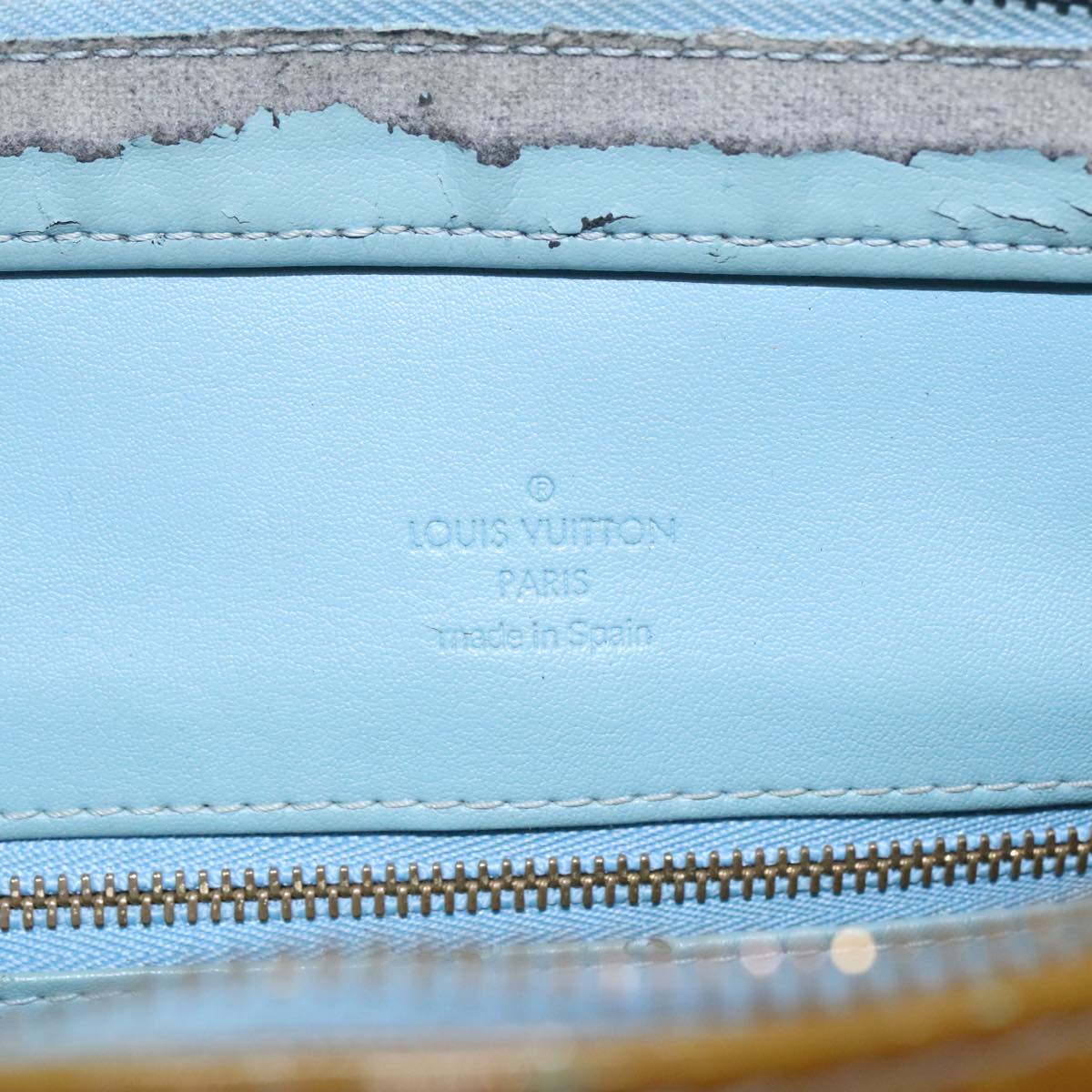 LOUIS VUITTON Monogram Vernis Houston Hand Bag Baby Blue M91005 LV Auth 100366