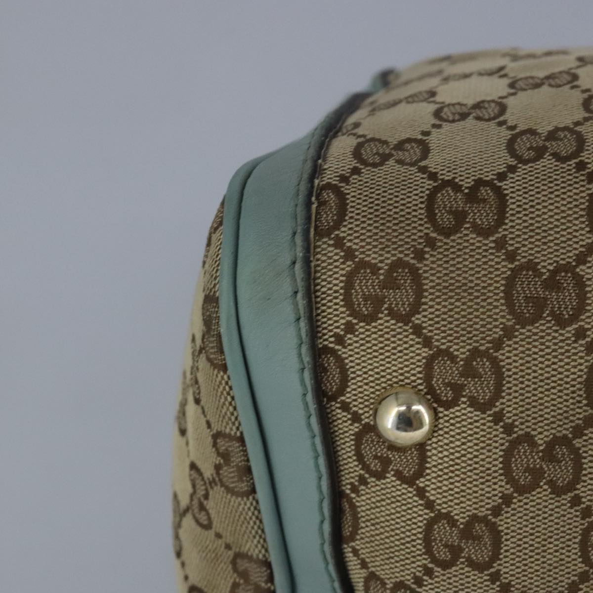 GUCCI GG Canvas Boston Bag 2way Beige Peppermint Silver 247205 Auth 100379