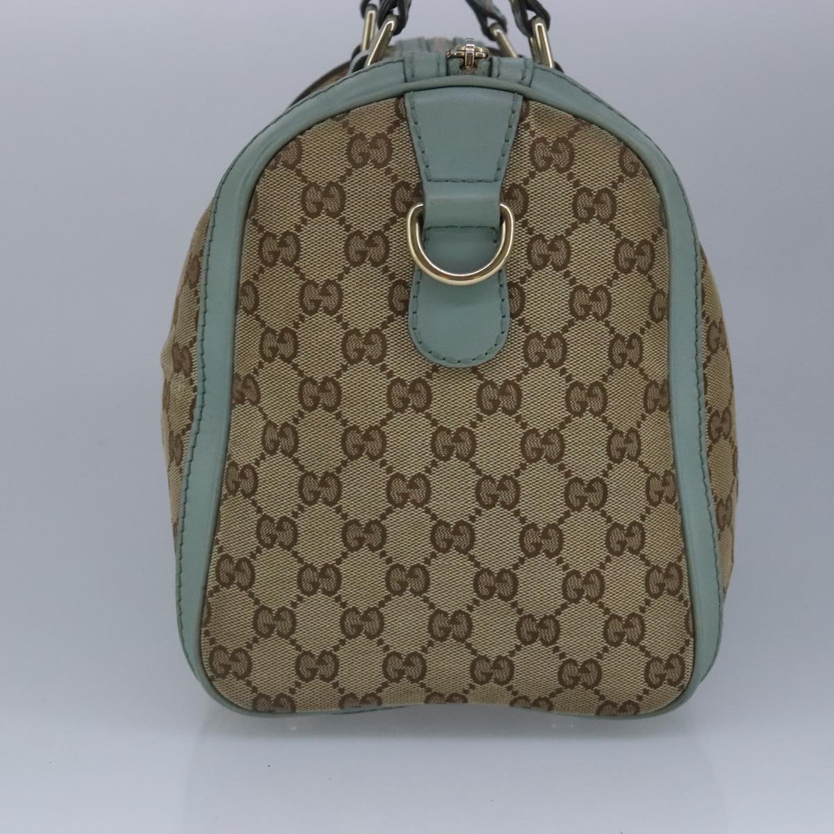 GUCCI GG Canvas Boston Bag 2way Beige Peppermint Silver 247205 Auth 100379