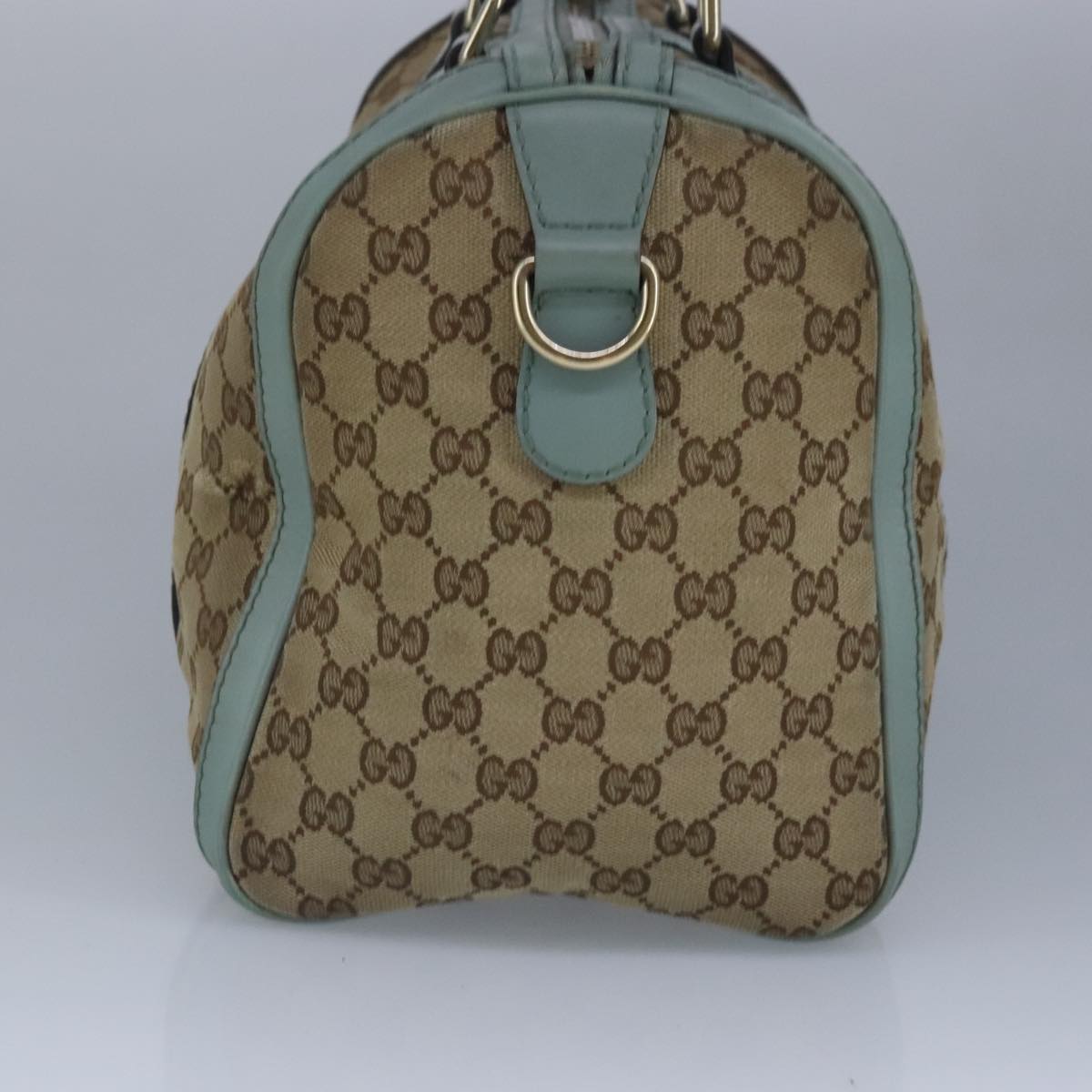 GUCCI GG Canvas Boston Bag 2way Beige Peppermint Silver 247205 Auth 100379