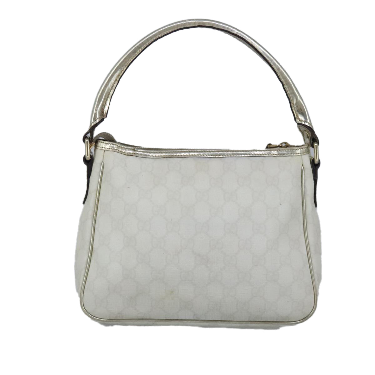 GUCCI GG Supreme Hand Bag PVC Leather White Gold 190258 Auth 100380 - 0