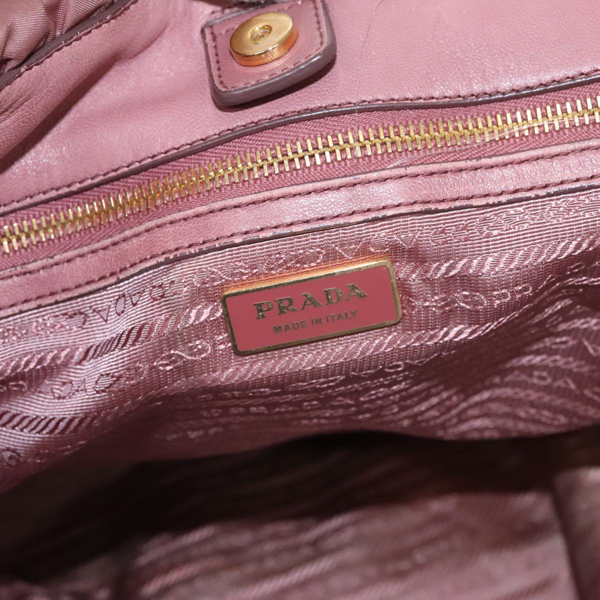 PRADA Shoulder Bag Nylon Pink Gold Auth 100384