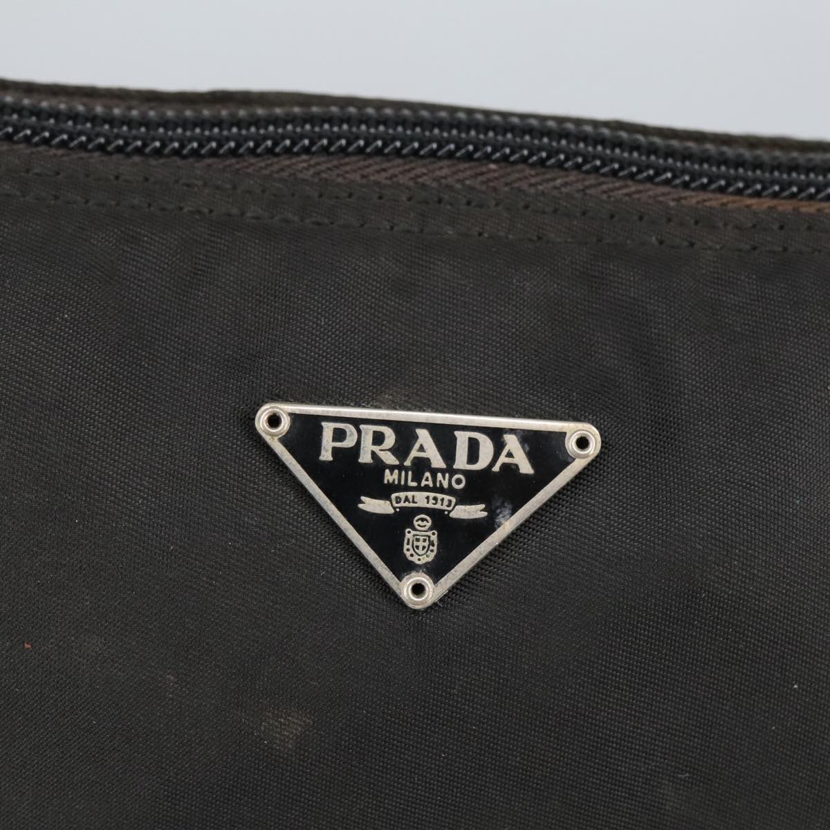 PRADA Pouch Nylon Black Silver Auth 100386