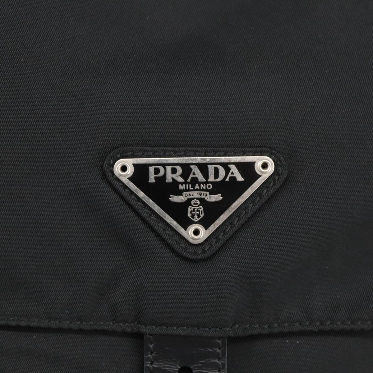 PRADA Shoulder Bag Nylon Black Silver Auth 100387