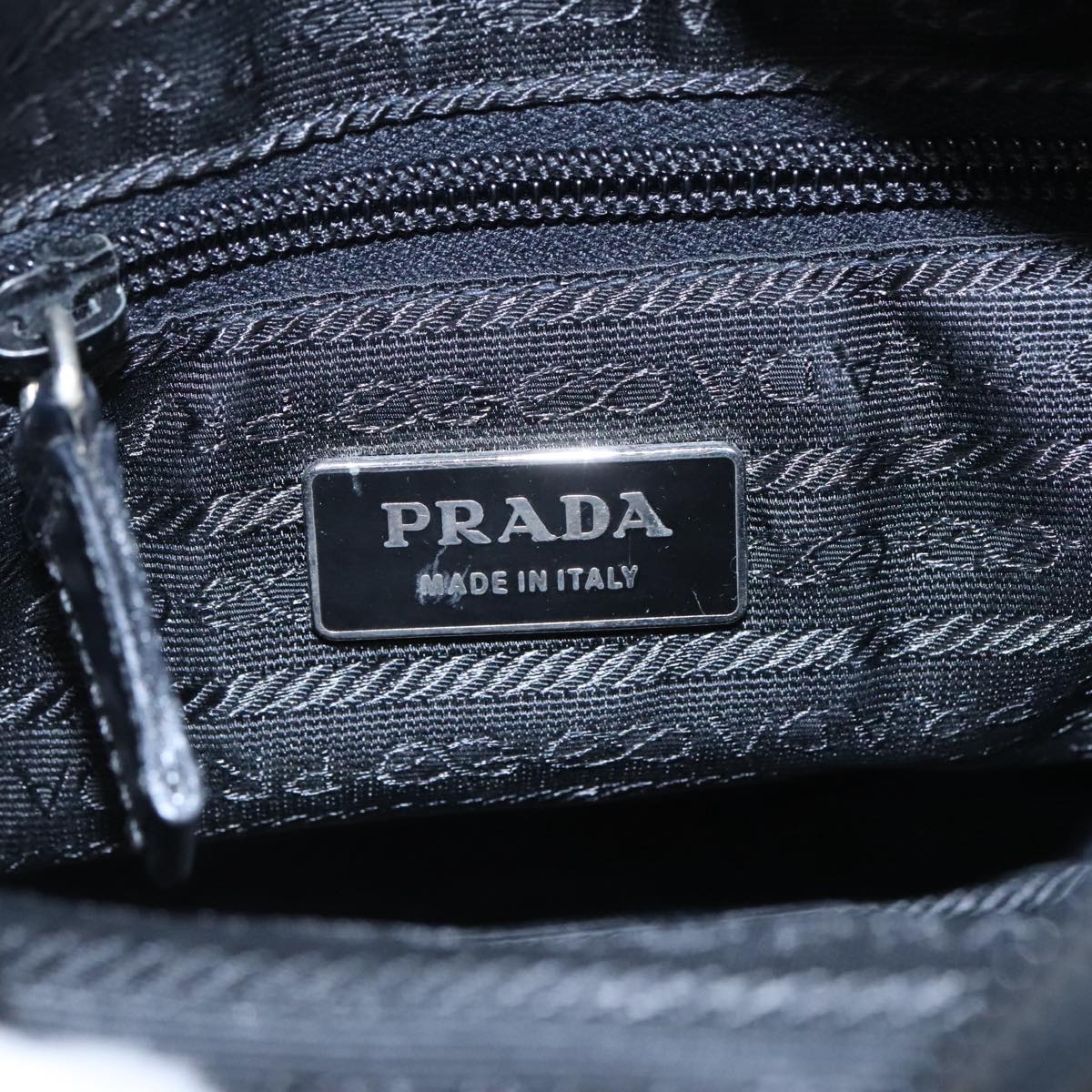 PRADA Shoulder Bag Nylon Black Silver Auth 100387