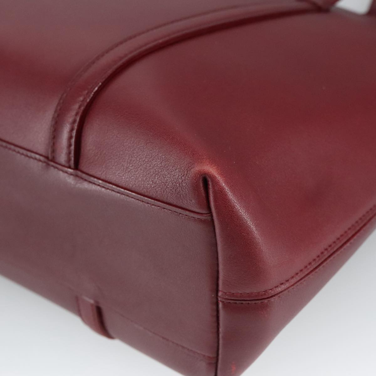 CARTIER Hand Bag Leather Bordeaux Silver Auth 100388