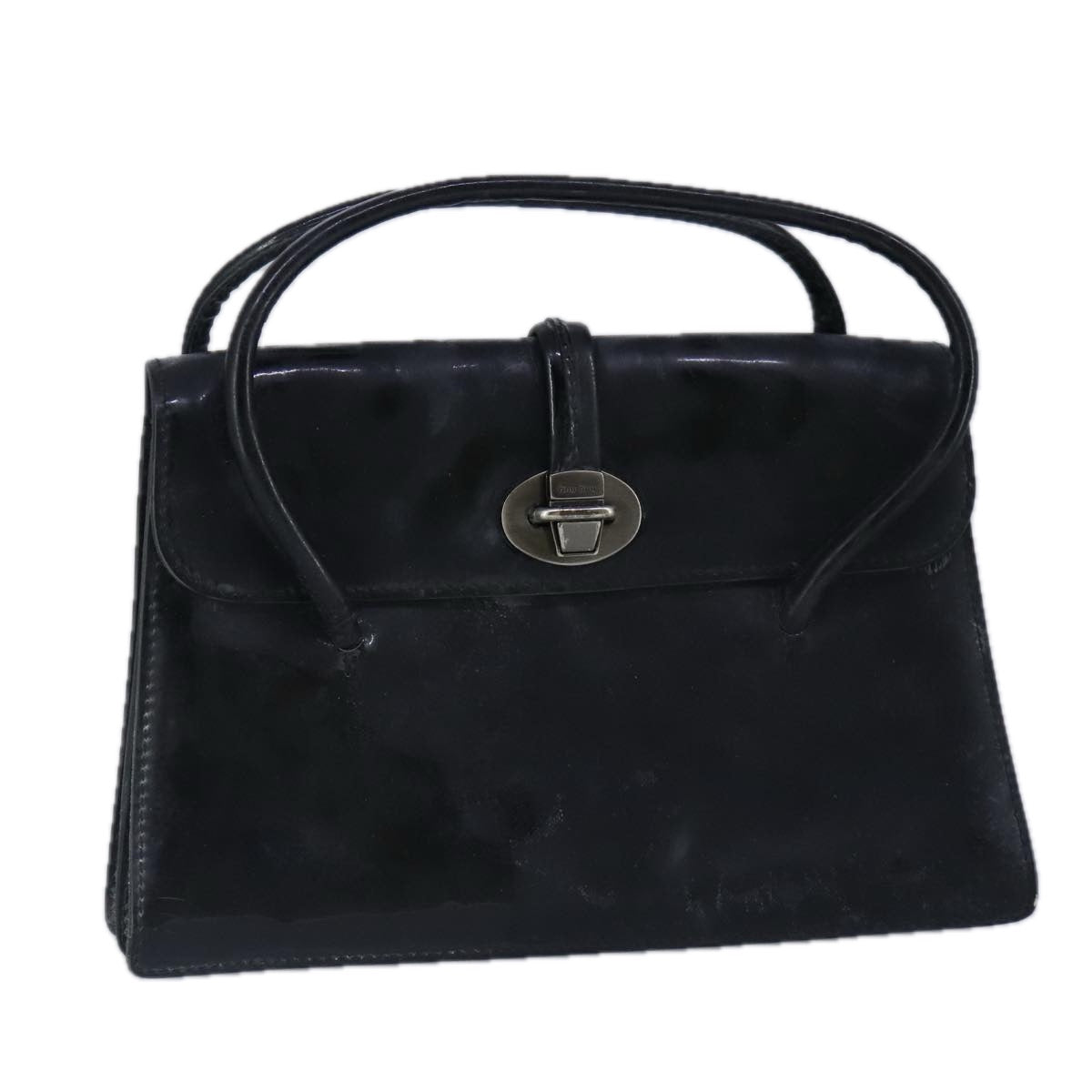 Miu Miu Hand Bag Leather Black Silver Auth 100389