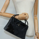 Miu Miu Hand Bag Leather Black Silver Auth 100389-22