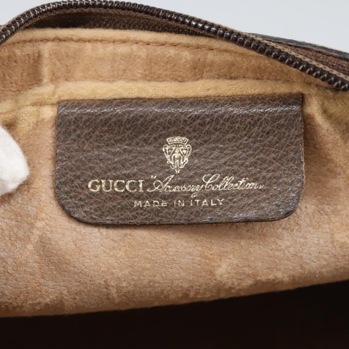 GUCCI GG Supreme Web Sherry Line Clutch Bag PVC Beige Red 89 01 012 Auth 100395