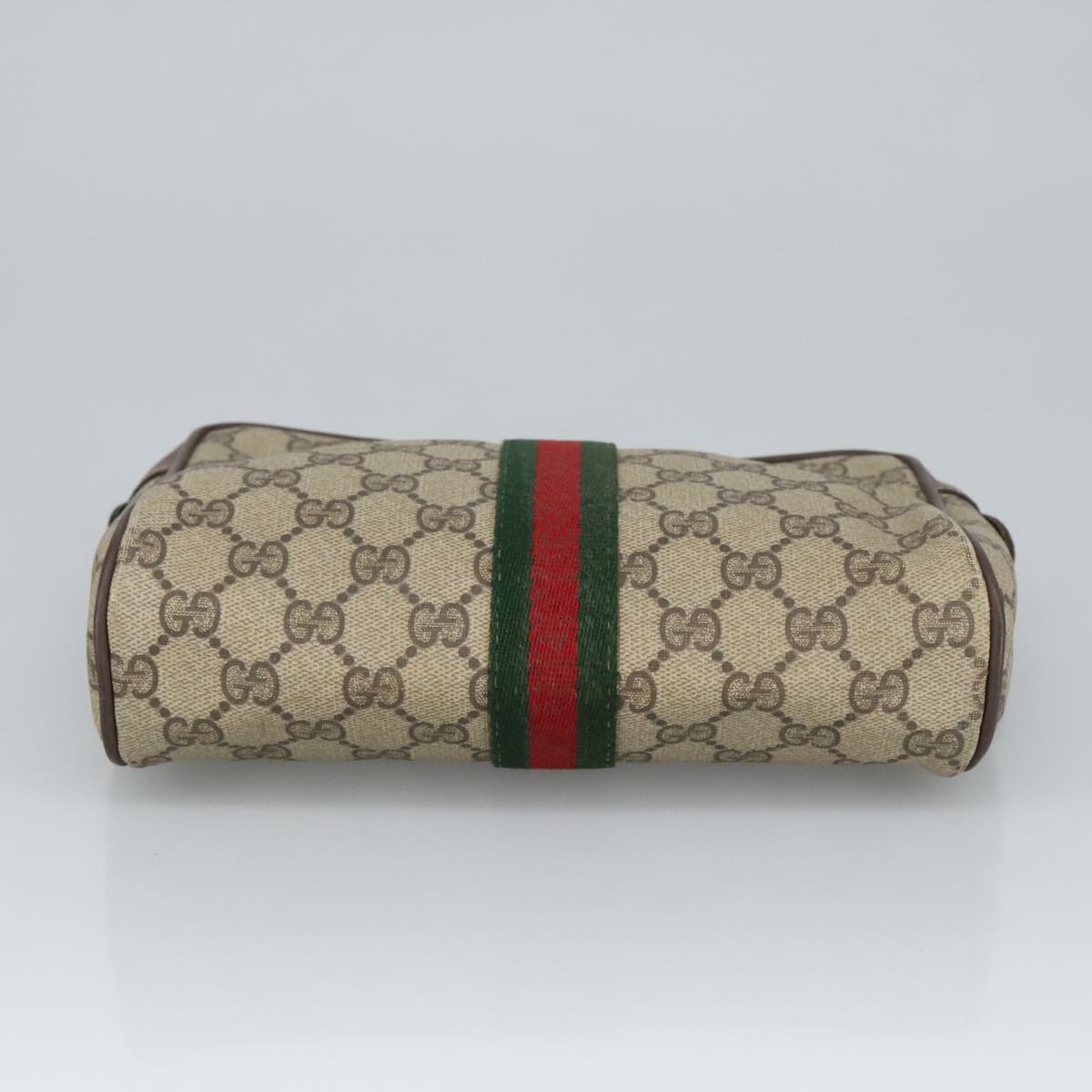 GUCCI GG Supreme Web Sherry Line Clutch Bag PVC Beige Red 89 01 012 Auth 100395