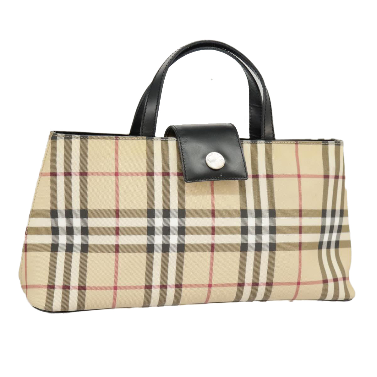 BURBERRY Nova Check Hand Bag PVC Beige Auth 100404