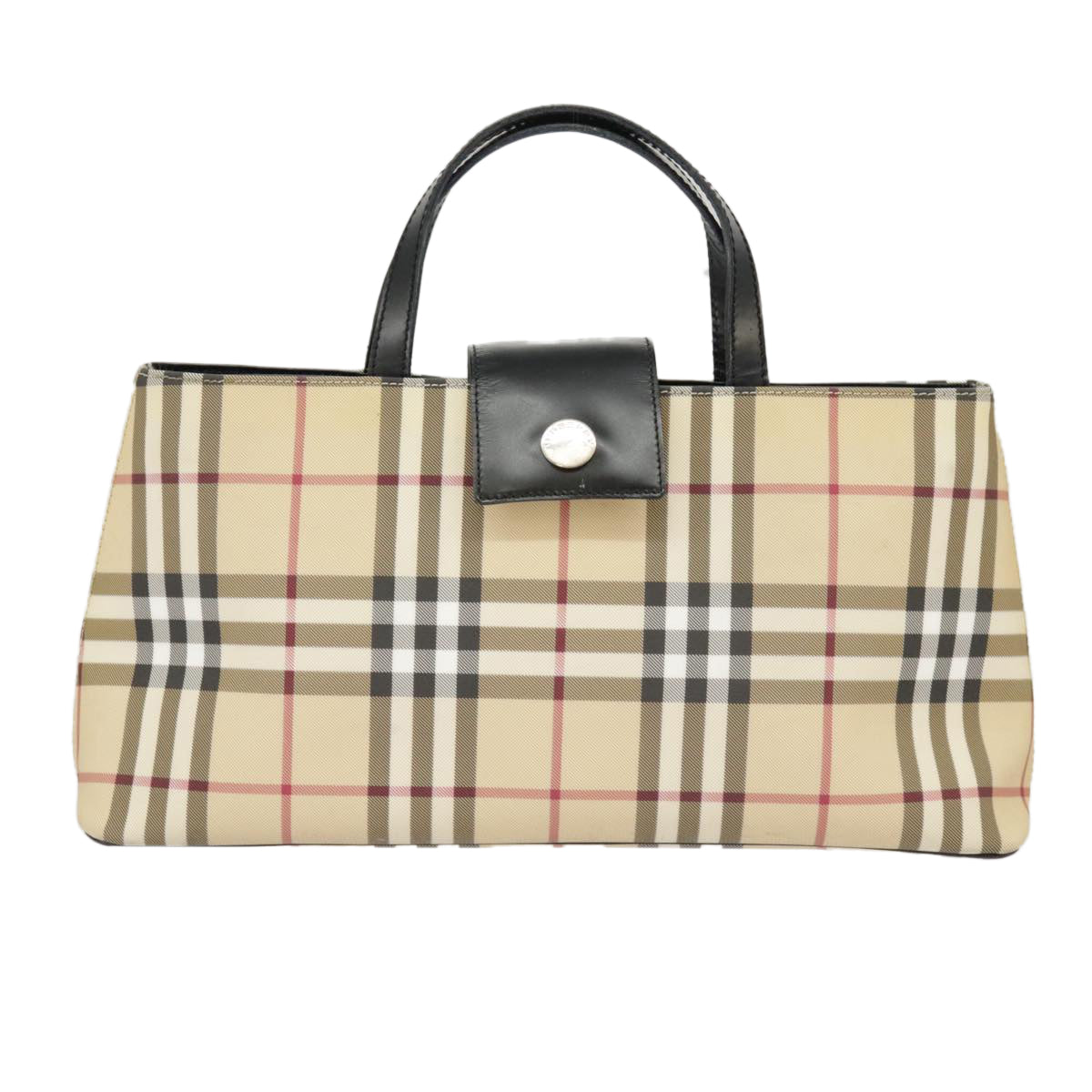 BURBERRY Nova Check Hand Bag PVC Beige Auth 100404 - 0