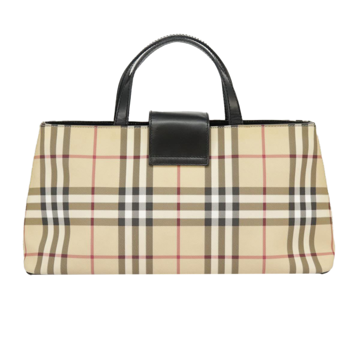 BURBERRY Nova Check Hand Bag PVC Beige Auth 100404