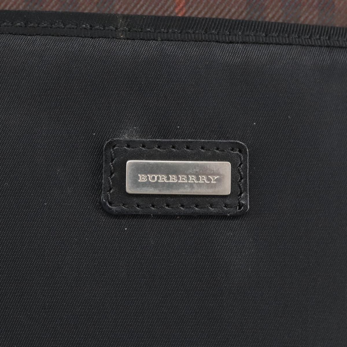 BURBERRY Shoulder Bag Nylon Black Silver Auth 100414