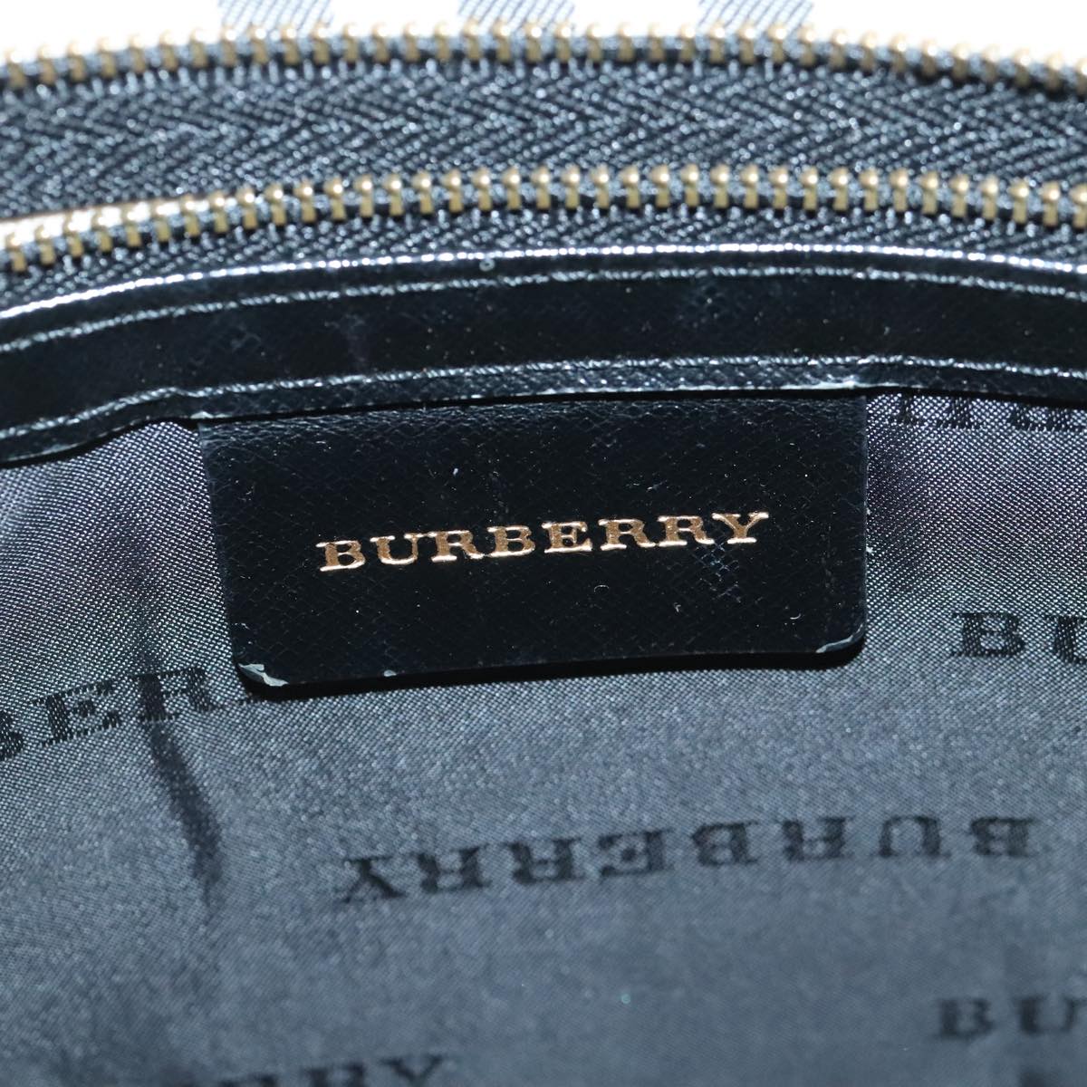 BURBERRY Shoulder Bag Leather Black Gold Auth 100415