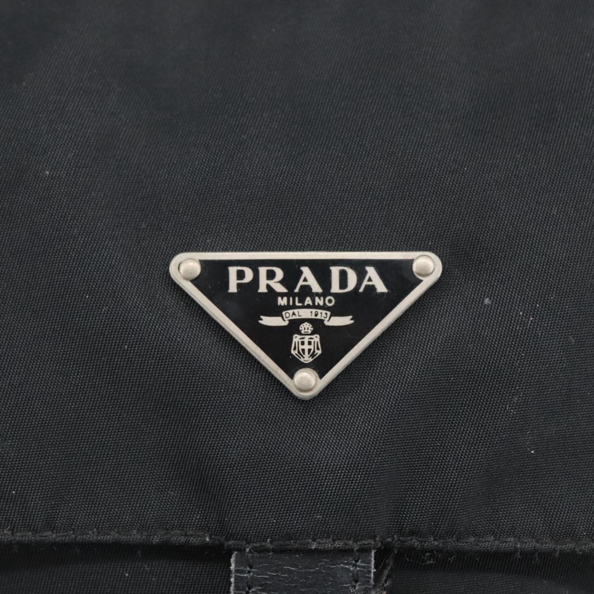 PRADA Shoulder Bag Nylon Black Silver Auth 100416