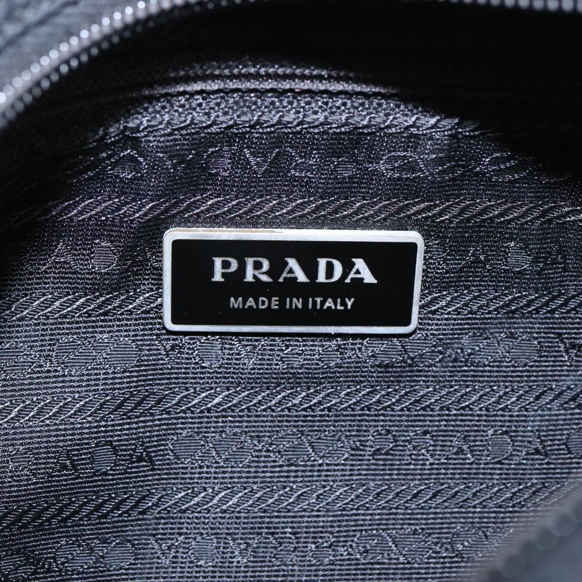 PRADA Shoulder Bag Nylon Black Silver Auth 100416