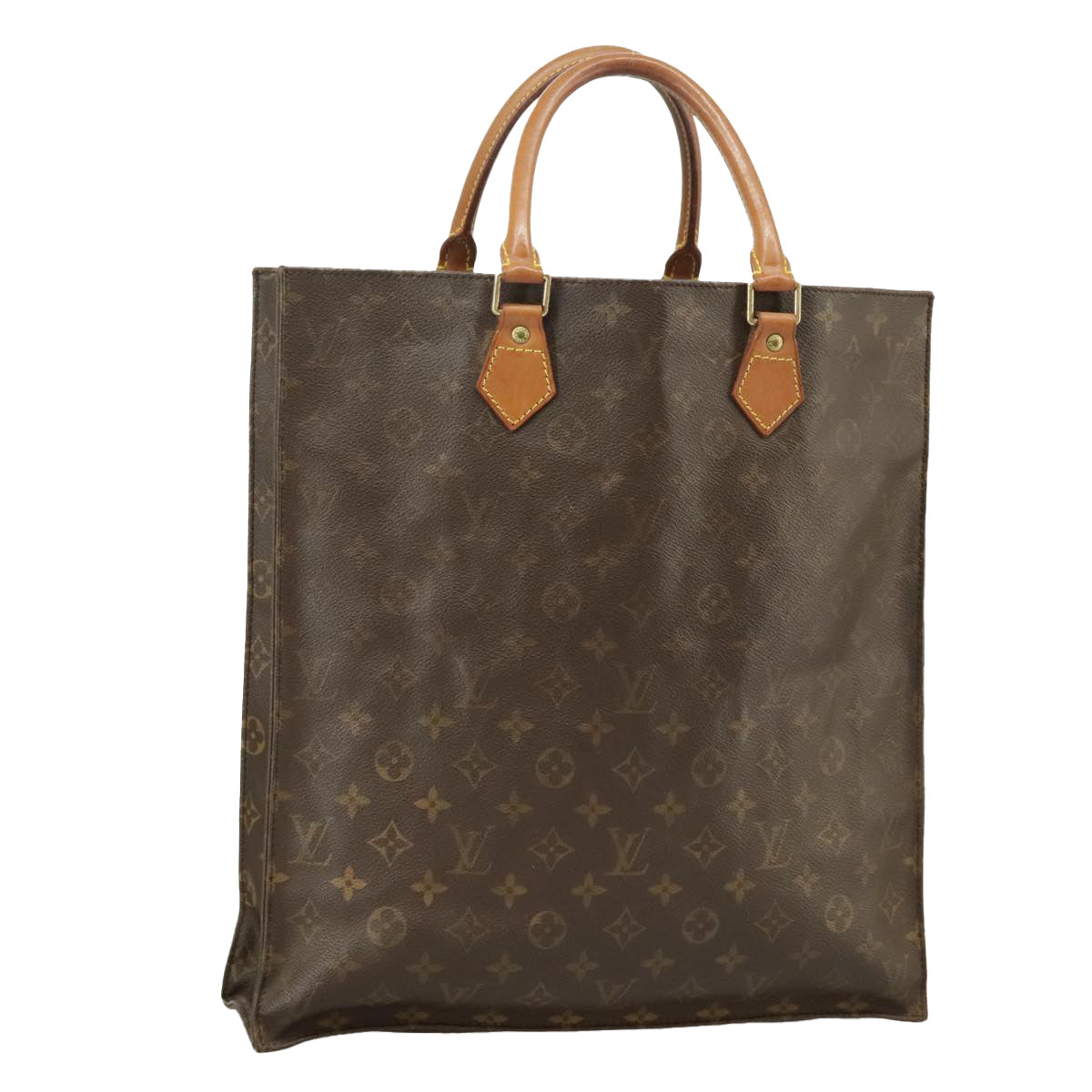 LOUIS VUITTON Monogram Sac Plat Hand Bag M51140 LV Auth 100428